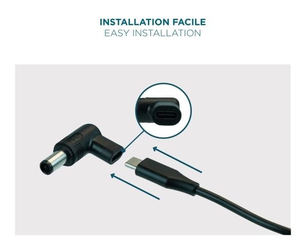Mobilis - Strömkontaktsats - Typ C (P) till USB-C (R) - svart