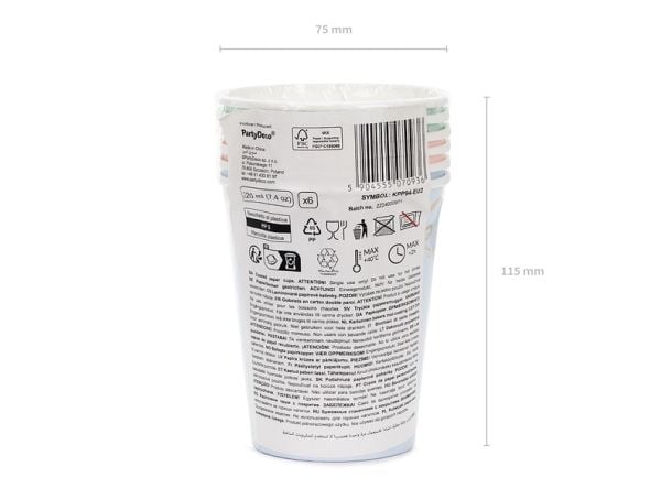 PartyDeco KPP94-EU1, 220 ml, Papir, Flerfarget, 6 stykker