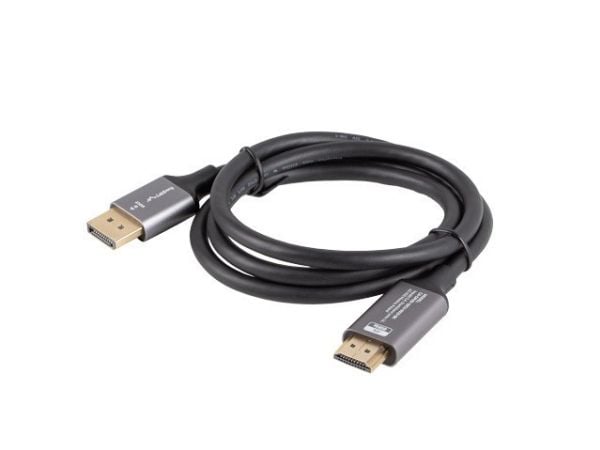 KAAPELI DISPLAYPORT(M) ->HDMI(M) 1M 4K CZARNO-SREBRNY LANBERG