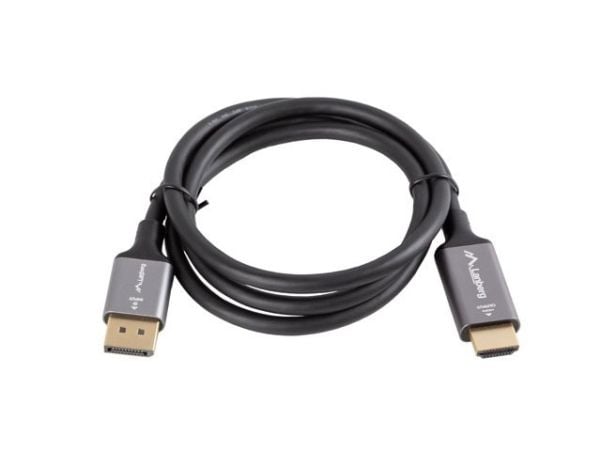 KAAPELI DISPLAYPORT(M) ->HDMI(M) 1M 4K CZARNO-SREBRNY LANBERG