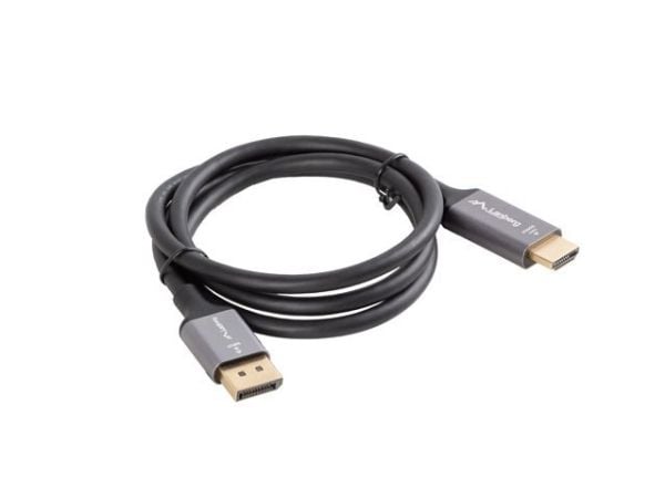 KAAPELI DISPLAYPORT(M) ->HDMI(M) 1M 4K CZARNO-SREBRNY LANBERG