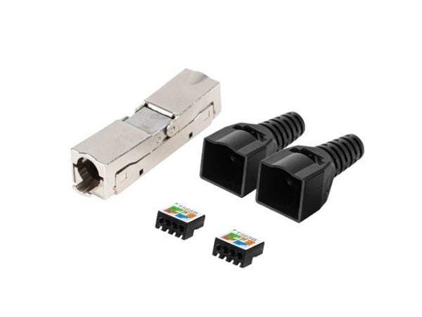 Lanberg - Verkkoliitin - RJ-45 (naaras) RJ-45 (naaras) - taitettu suojaamaton kierretty pari (F/UTP) - CAT 6 - musta, hopea
