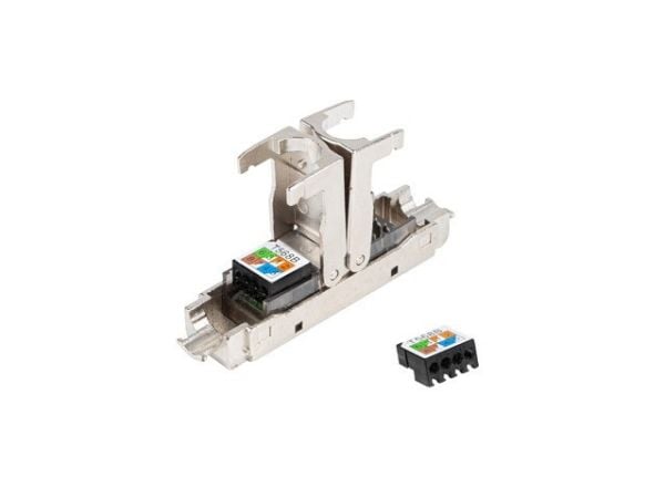 Lanberg - Verkkoliitin - RJ-45 (naaras) RJ-45 (naaras) - taitettu suojaamaton kierretty pari (F/UTP) - CAT 6 - musta, hopea