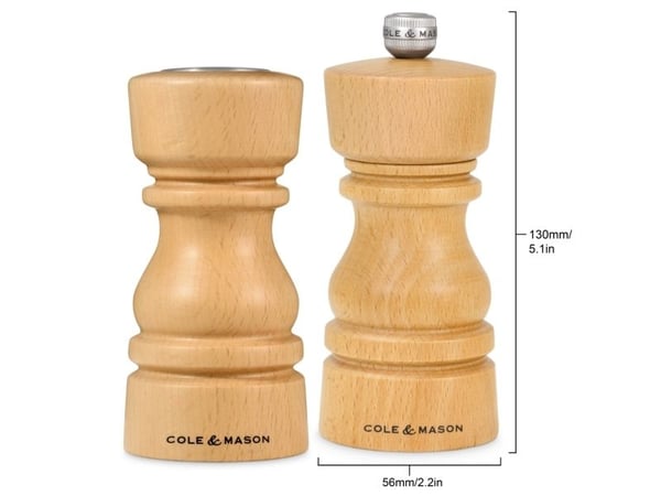 Cole & Mason London salt- og pepperkvern i tre 13 cm