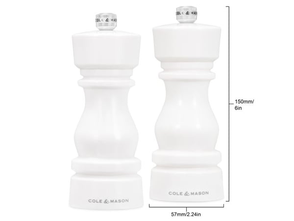 Cole & Mason H253007, Salt- og pepperkvernsett, Hvit, Akryl, 150 mm, 435 g, 210 mm