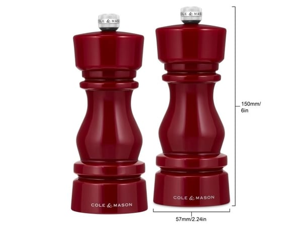 Cole & Mason H253010, Salt- og pepperkvernsett, Rød, Akryl, Pepper, Salt, 150 mm, 435 g