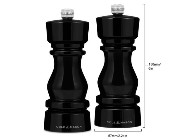 Cole & Mason H253019, Salt- og pepperkvernsett, Svart, Akryl, 150 mm, 435 g, 210 mm