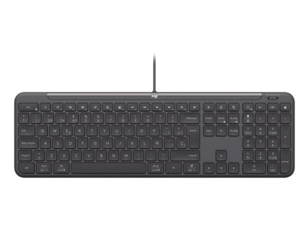 Logitech 920-013349, Langallinen, USB, Näppäimen saksikytkin, QWERTY, Grafiitti, Sisältää hiiren