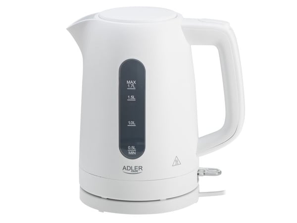Adler , 1,7 l, 2200 W, Vit, Plast, Vattennivå indikator, Sladdlös