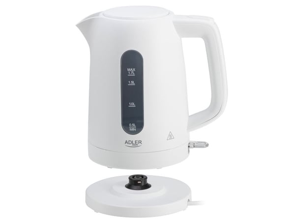 Adler , 1,7 l, 2200 W, Hvit, Plast, Vannivåindikator, Trådløs