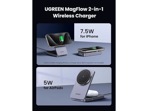 Ugreen W528, Sisätila, AC, Langaton lataaminen, Harmaa