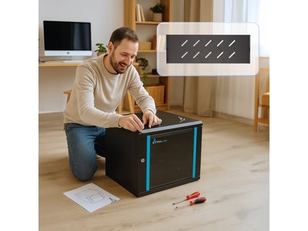 Extralink LITE 9U 530X400 WALL-MOUNTED RACKMOUNT CABINET BLACK, Seinään asennettava laitekehikko, 9U