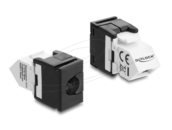 Delock Keystone-modul RJ45 hunn til LSA Cat.6 45° vinklet hunn uskjermet svart/hvit