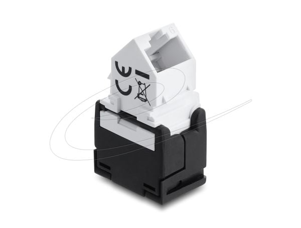 Delock Keystone-modul RJ45 hunn til LSA Cat.6 45° vinklet hunn uskjermet svart/hvit