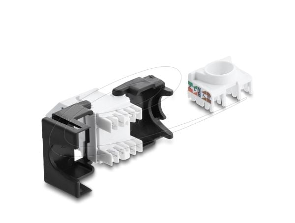 Delock Keystone-modul RJ45 hunn til LSA Cat.6 45° vinklet hunn uskjermet svart/hvit