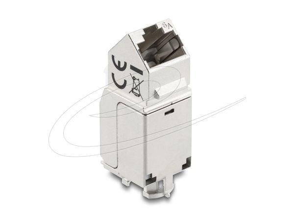 Delock Keystone-modul RJ45 hunn til LSA Cat.6A 45° vinklet hunn skjermet 90° kabelføring verktøyfri metall