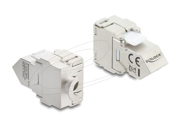 Delock Keystone-modul RJ45 hunn til LSA Cat.6A 45° vinklet hunn skjermet 180° kabelføring verktøyfri metall