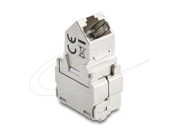 Delock Keystone-modul RJ45 hunn til LSA Cat.6A 45° vinklet hunn skjermet 180° kabelføring verktøyfri metall