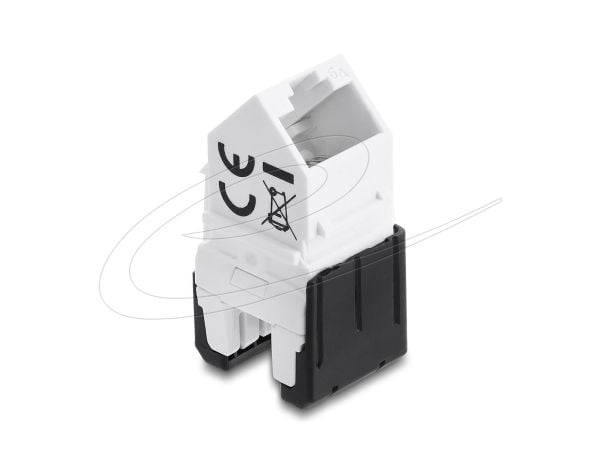 Delock Keystone-modul RJ45-kontakt til LSA Cat.6A 45° vinklet kontakt uskjermet 180° kabelføring uten verktøy svart