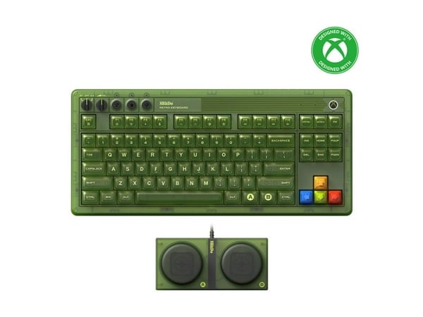 8Bitdo Mechanical Keyboard - Xbox Edition, Ledning & Trådløs, USB + RF Wireless + Bluetooth, Mekanisk nøkkelbryter, QWERTY, RGB LED, Grønn