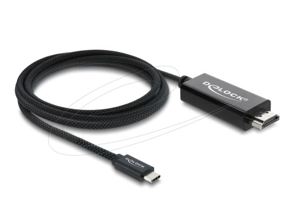 Delock USB Type-C - HDMI koaksiaalikaapeli DP Alt Mode 4K 60 Hz punotulla vaipalla - Kaapeli - Digitaalinen/Data (81704)