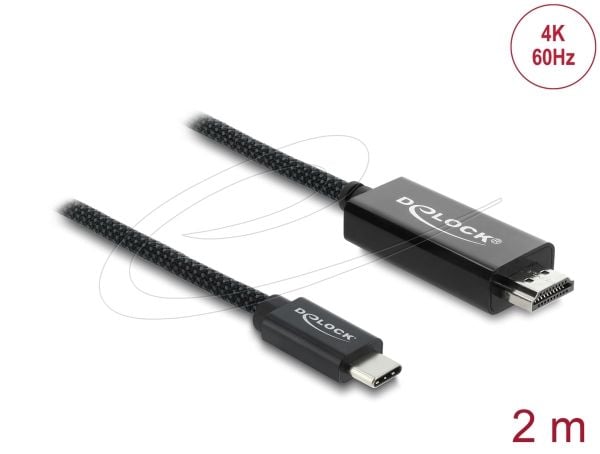 Delock USB Type-C - HDMI koaksiaalikaapeli DP Alt Mode 4K 60 Hz punotulla vaipalla - Kaapeli - Digitaalinen/Data (81704)