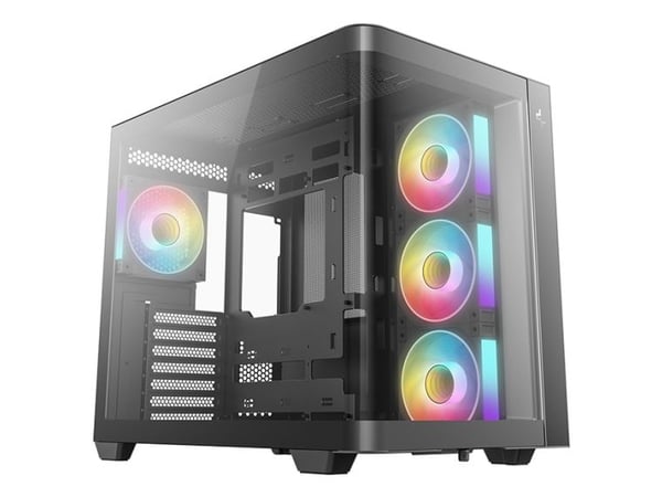 DeepCool CG530U 4F - Mid tower - ATX - sidepanel med vindu (herdet glass) - ingen strømforsyning (ATX / PS/2) - svart - USB/lyd