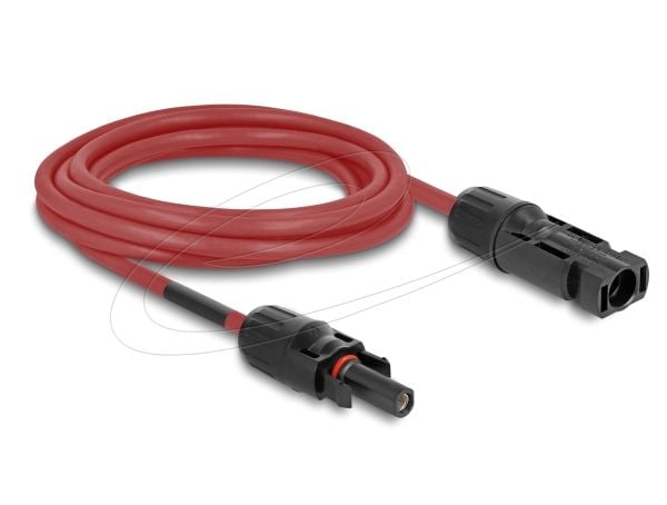 Delock - Solar cable - DL4 (hann) til DL4 (hunn) - 1000 V - 3 m - snap-in - rød