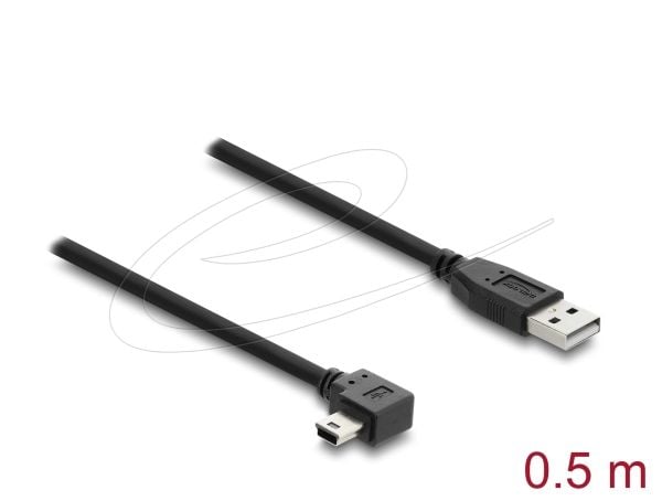 Delock - USB-kabel - USB (hann) rett til mini-USB type B (hann) rettvinklet - USB 2.0 - 50 cm - svart