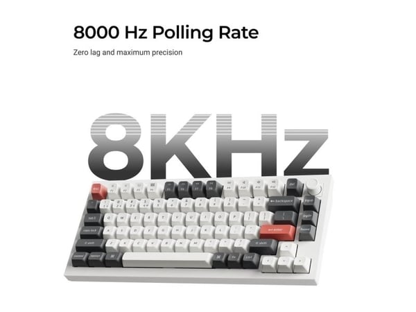 Keychron Q1 Ultra 8K, 75%, Ledning & Trådløs, USB + RF Wireless + Bluetooth, Mekanisk nøkkelbryter, RGB LED, Svart