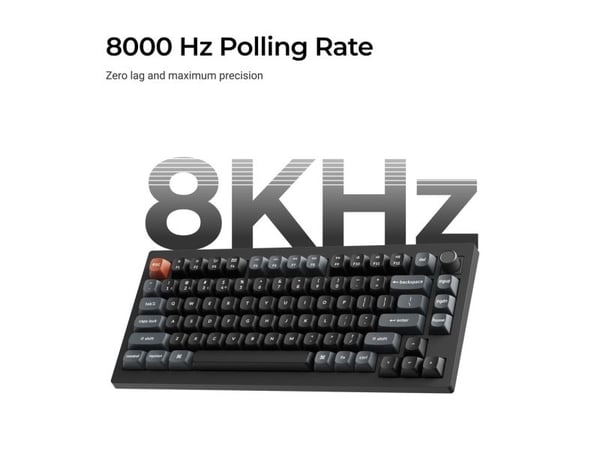 Keychron V1 Ultra 8K, Ledning & Trådløs, Bluetooth, Mekanisk nøkkelbryter, QWERTY, RGB LED, Svart