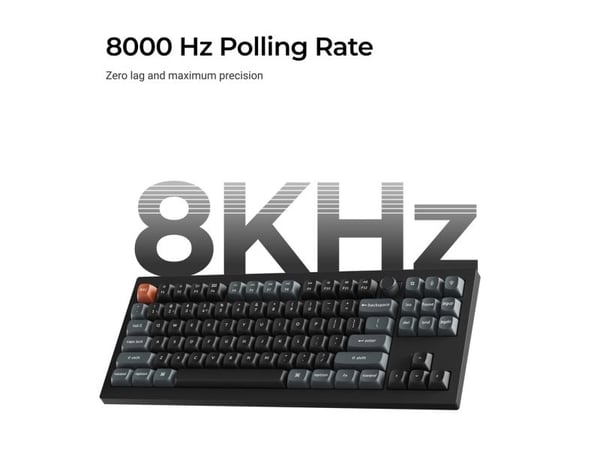 Keychron V3 Ultra 8K, Ledning & Trådløs, Bluetooth, Mekanisk nøkkelbryter, QWERTY, RGB LED, Svart