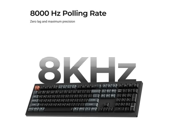 Keychron V6 Ultra 8K, Ledning & Trådløs, Bluetooth, Mekanisk nøkkelbryter, QWERTY, RGB LED, Svart