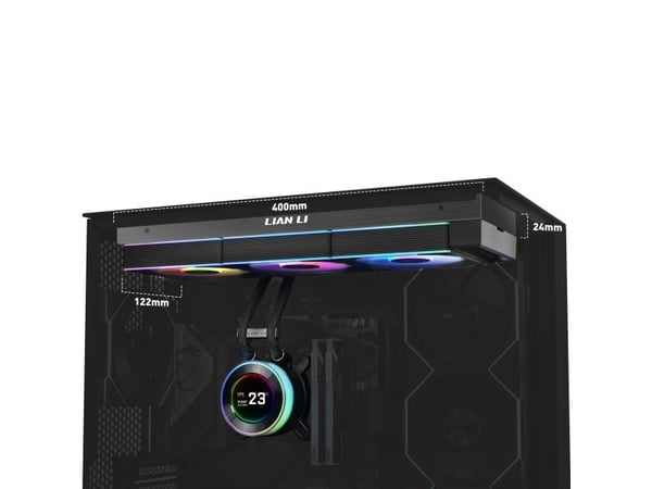Lian Li  II Hydroshift II LCD-C 360CL, Alt-i-ett væskekjøler, 12 cm, Sort