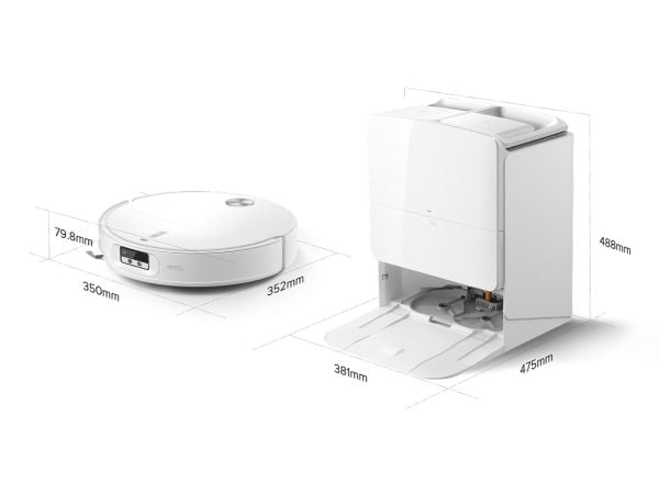 Roborock Qrevo Edge 2 Pro, Uten pose, Hvit, Rund, Støv pose, 3 hjul, 63 dB