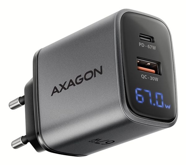 Axagon ACU-PQ67D, Innendørs, AC, Svart, Grå