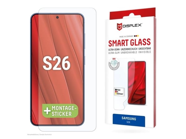 Displex 02236, Samsung, Galaxy S26, Tørr påføring, Bruddsikker, Skittbestandig, Ripebestandig, Gjennomsiktig, 1 stykker