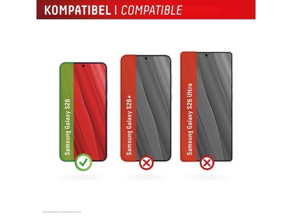Displex 02236, Samsung, Galaxy S26, Tørr påføring, Bruddsikker, Skittbestandig, Ripebestandig, Gjennomsiktig, 1 stykker