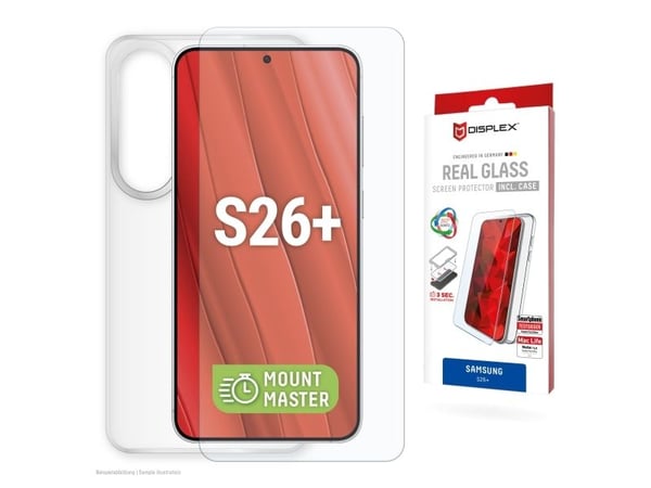 Displex 02222, Samsung, Galaxy S26+, Tørr påføring, Skittbestandig, Støvresistent, Slagbestandig, Ripebestandig, Sjokkresistent, Gjennomsiktig, 1 s...