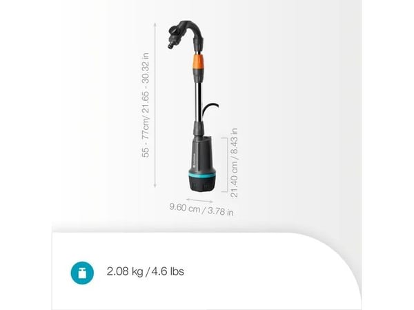 Gardena 14605-55, 90 W, Batteri, 2,1 stang, 2400 l/t, IPX8, Grå, Svart