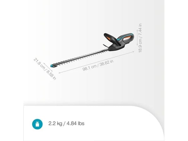 Gardena 14735-55, 55 cm, Dobbeltblad, Grå, 1,7 cm, Batteri, 124 W