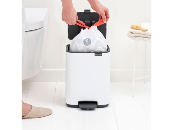 Brabantia Bo, 7 l, Rektangulær, Stål, Hvit, Plast, Pedal