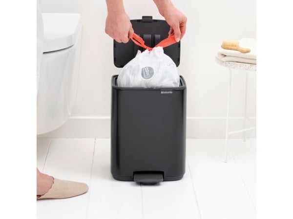 Brabantia Bo, 7 l, Rektangulær, Stål, Svart, Plast, Pedal