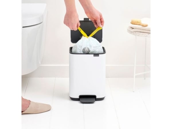 Brabantia Bo, 4 l, Rektangulær, Stål, Hvit, Plast, Pedal