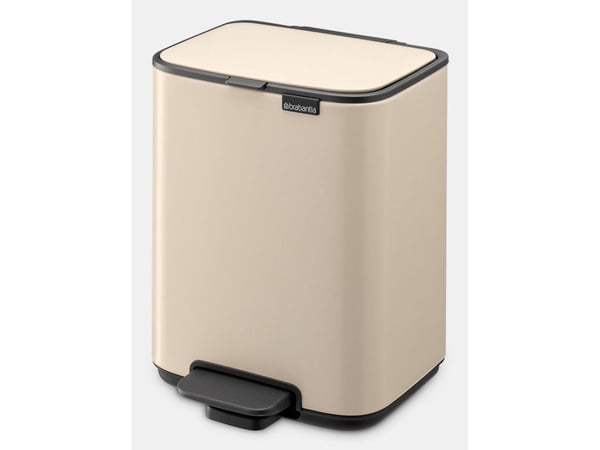 Brabantia Bo, 4 l, Rektangulær, Stål, Beige, Plast, Pedal