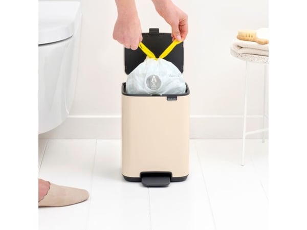 Brabantia Bo, 4 l, Rektangulær, Stål, Beige, Plast, Pedal