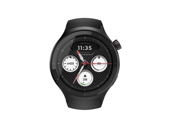 Motorola Moto Watch - Matte black - smartklokke med bånd - silikon - pantone volcanic ash - display 1.4" - 4 GB - Bluetooth - 40 g
