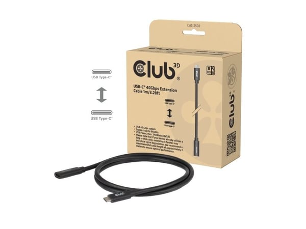 CLUB3D CAC-2502, 1 m, USB C, USB C, Svart