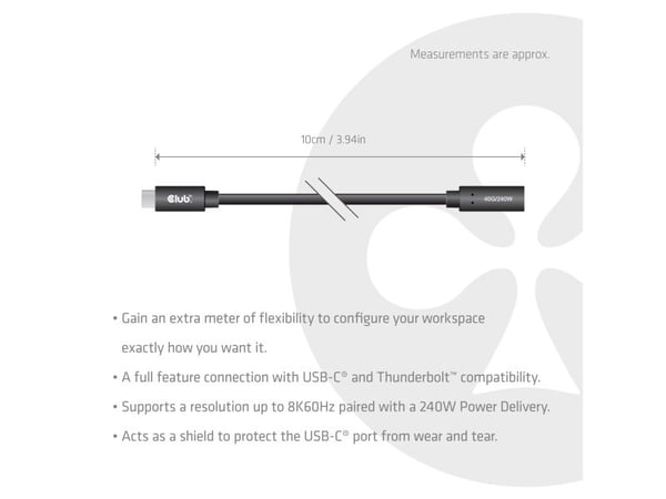 CLUB3D CAC-2502, 1 m, USB C, USB C, Svart