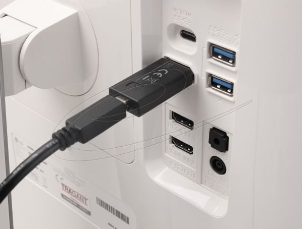 Delock - Video adapter - Mini DisplayPort (hunn) til DisplayPort (hann) låst - DisplayPort 2.1 - svart